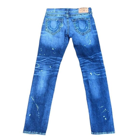 RARE True Religion Jeans Size 33 SKINNY BIG T Jupiter Rain Blue - Picture 2 of 14